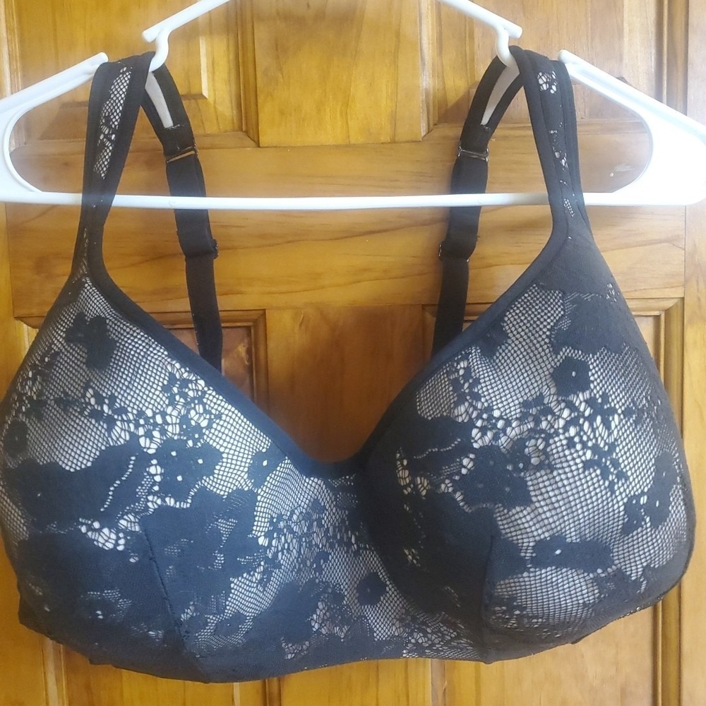 Lane Bryant 42G Full Coverage Bra Womens Black Floral Lace Underwire Support